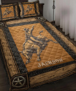Custom Bull riding Quilt Blanket Pillowcases