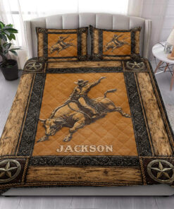 Custom Bull riding Quilt Blanket Pillowcases