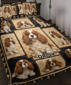 Custom Cavalier King Charles Spaniel Quilt Blanket Pillowcases