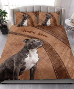 Personalized American Staffordshire Quilt Blanket Pillowcases