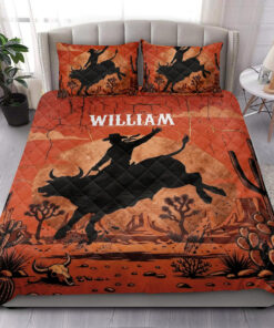 Personalized Rodeo Quilt Blanket Pillowcases Western Bedroom Decor
