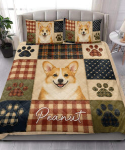 Personalized Corgi Quilt Blanket Pillowcases