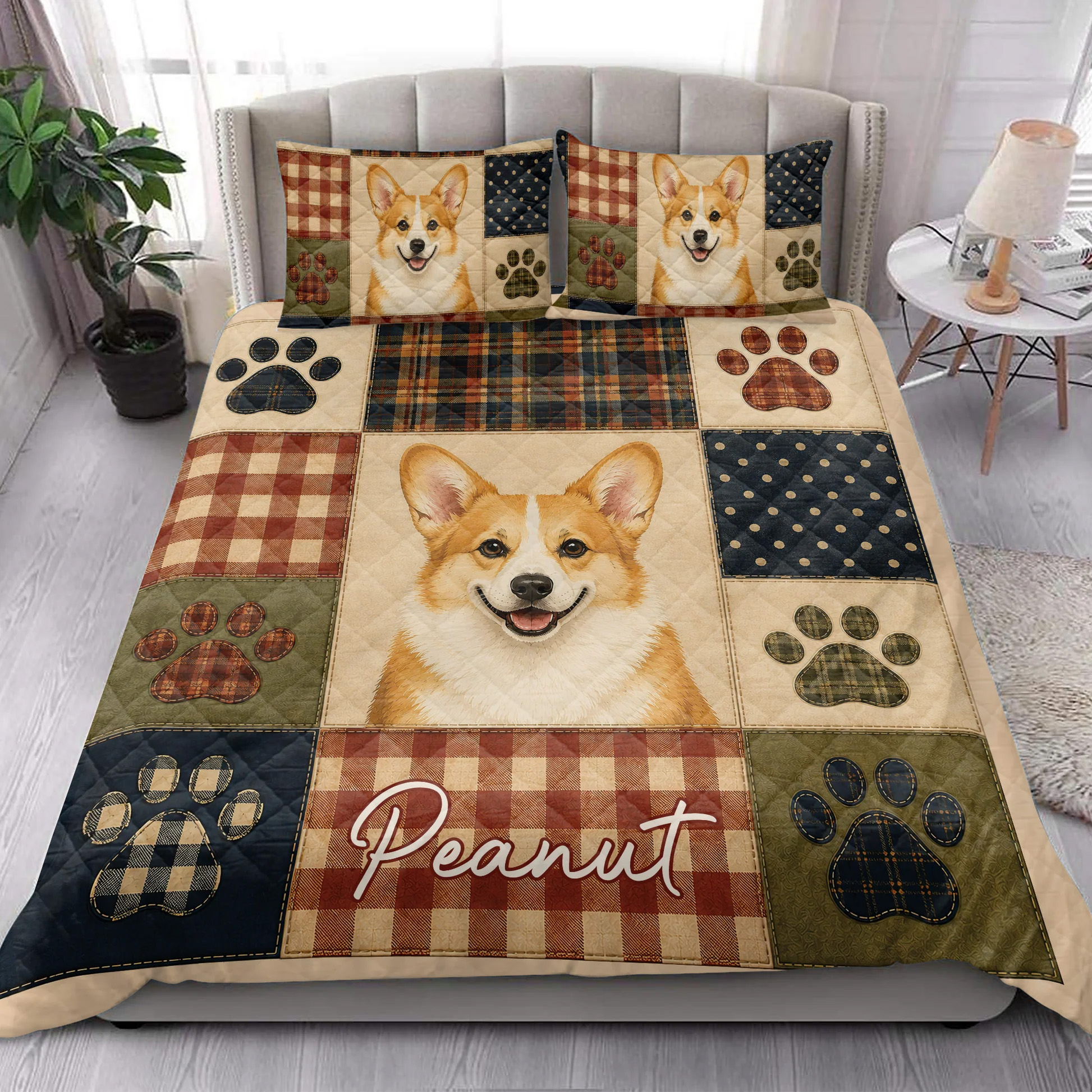 Personalized Corgi Quilt Blanket Pillowcases