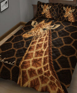 Personalized Giraffe Quilt Blanket Pillowcases Giraffe Lover Decor