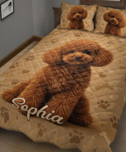 Personalized Poodle Quilt Blanket Pillowcases Dog Lover Decor