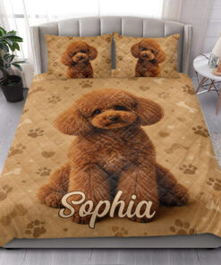 Personalized Poodle Quilt Blanket Pillowcases Dog Lover Decor