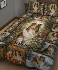 Personalized Sheltie Quilt Blanket Pillowcases Dog Lover Decor